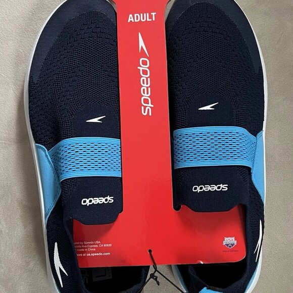 NEW Speedo Speedo Adult Men's Pull On Water Shoes - Navy/Picton Blue LARGE 11/12 - Picture 1 of 4